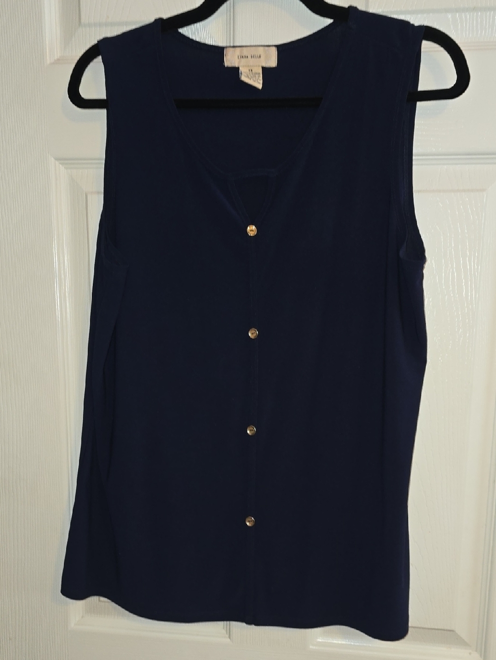 Linden Hill Navy Sleeveless Button-Front Tank